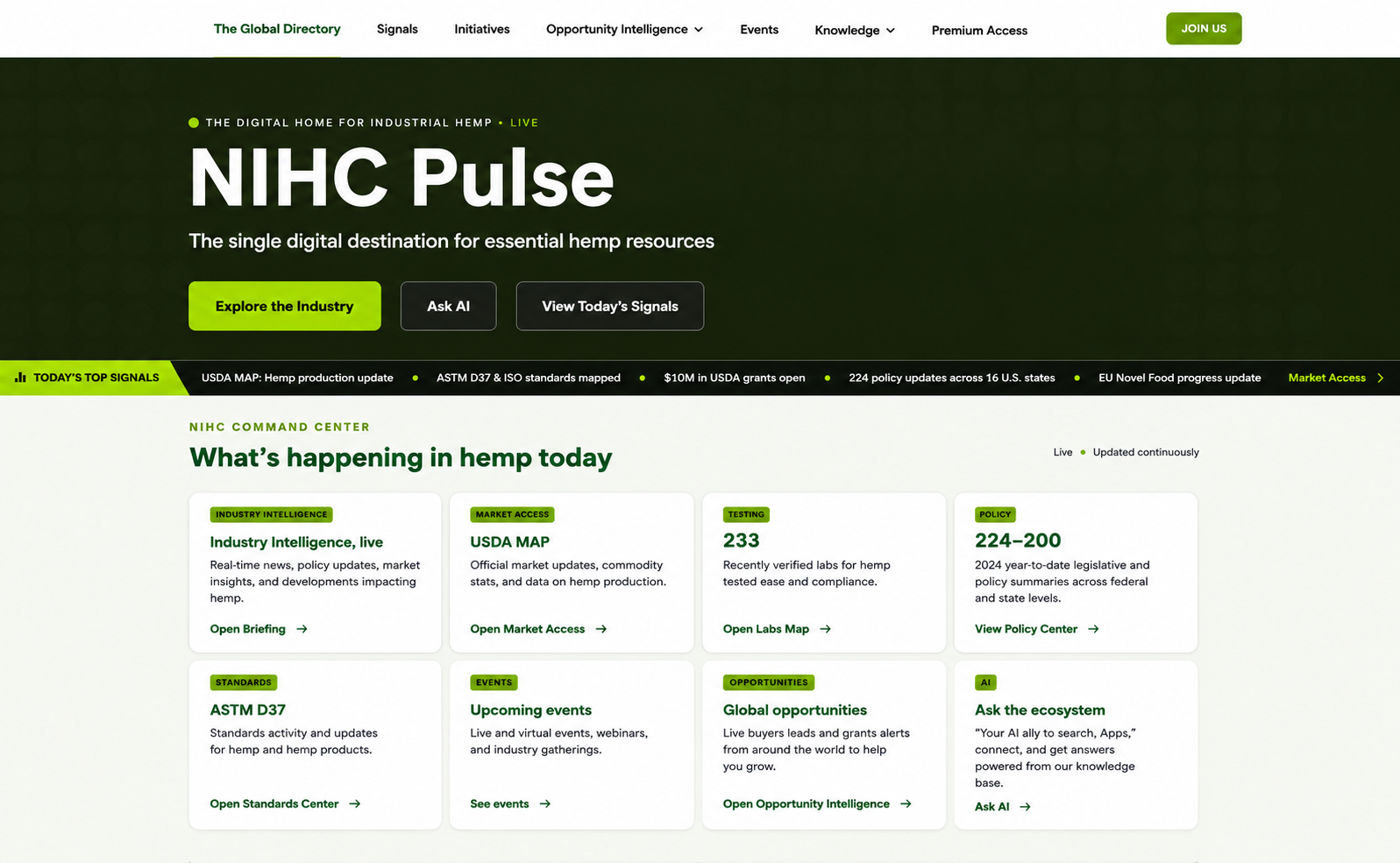 NIHC Pulse — National Industrial Hemp Council digital ecosystem platform